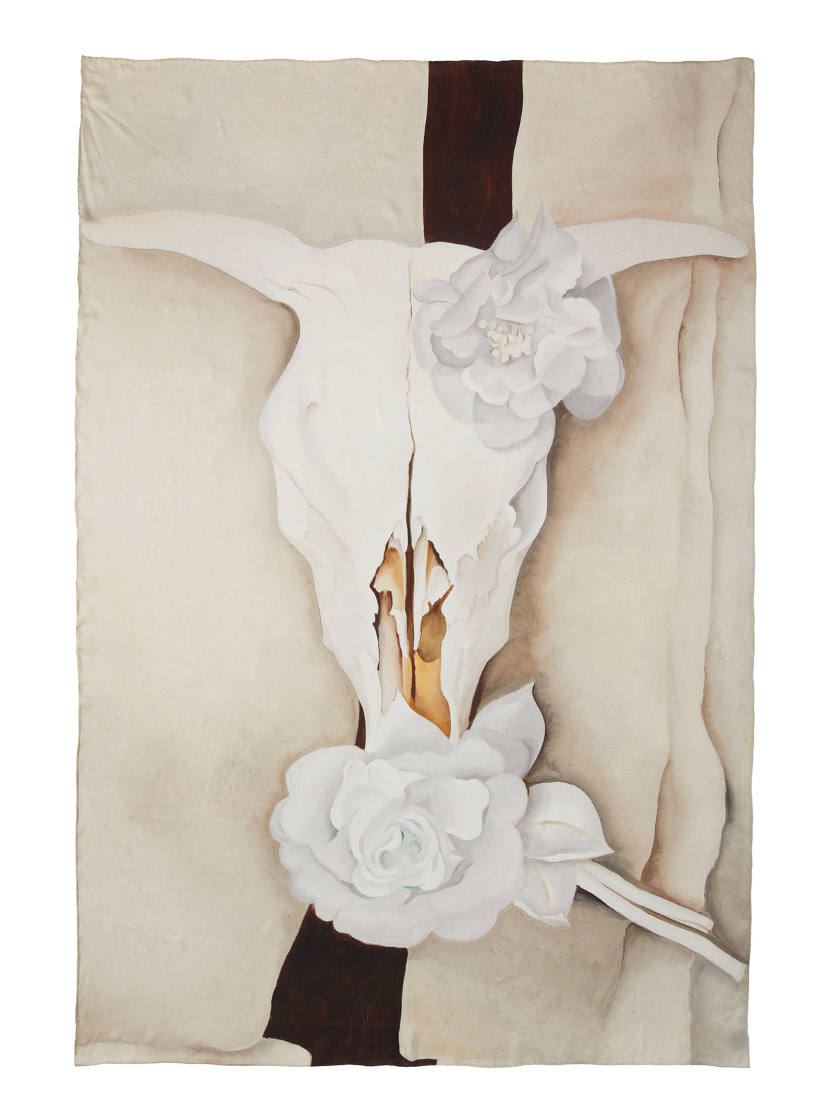 Georgia O'Keeffe Cow's Skull with Calico Roses Scarf Silk – The