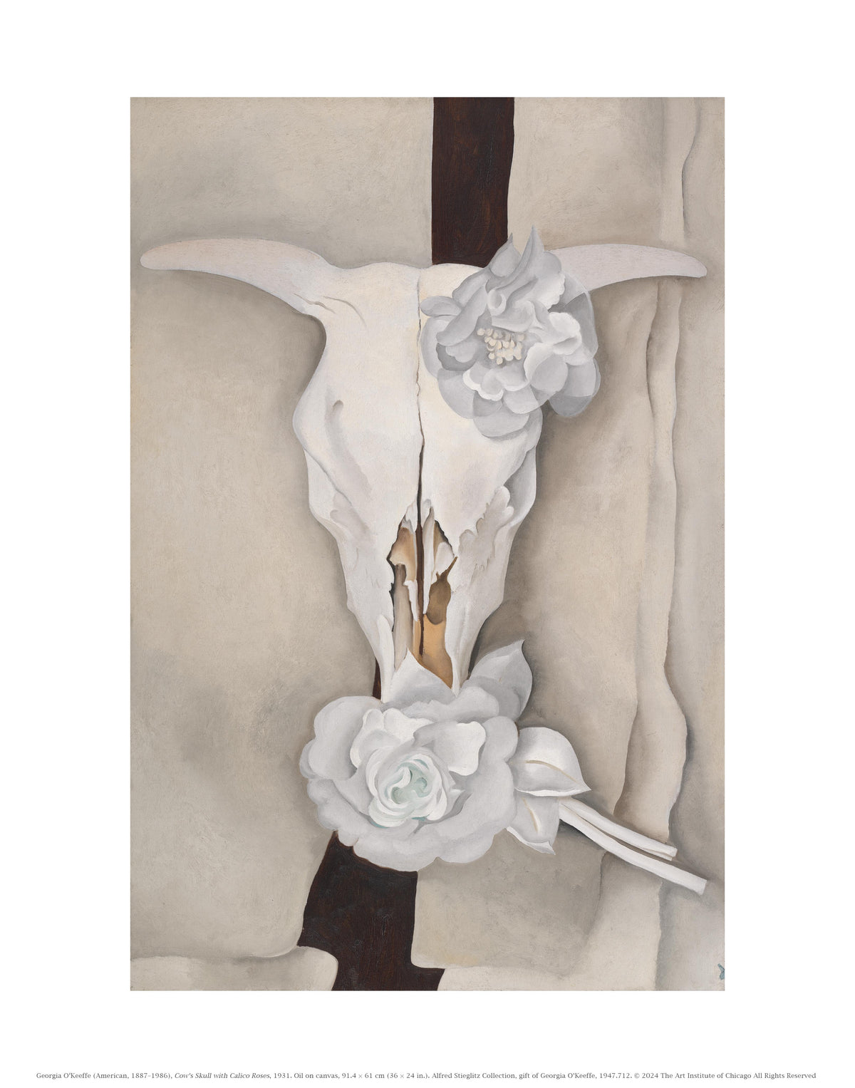 Georgia O'Keeffe Cow's Skull with Calico Roses Unmatted Print